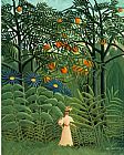 Woman Walking in an Exotic Forest by Henri Rousseau